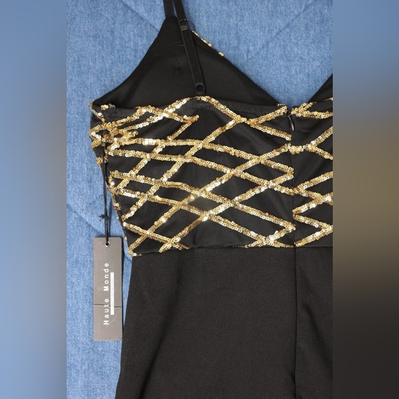 Haute Monde Jumpsuit Sequined Bodice Straight Leg NWT Date Night Rave Party Club - Picture 14 of 14